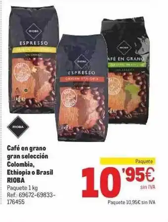 Makro Café en grano gran selección colombia, ethiopia o brasil rioba oferta