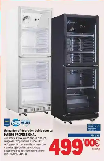 Makro Armario refrigerador doble puerta makro professional oferta