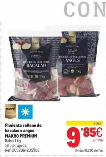 Makro Pimiento relleno de bacalao o angus makro premium oferta