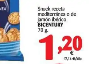 Alimerka Bicentury Snack receta mediterránea o de jamón ibérico 70g oferta
