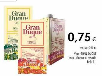 Cash Ifa Vino gran duque tinto blanco o rosado brik oferta