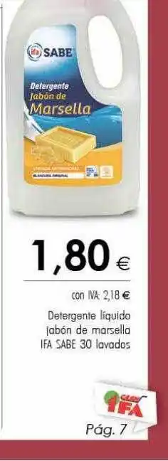 Cash Ifa Detergente líquido jabón de marsella ifa sabe 30 lavados oferta