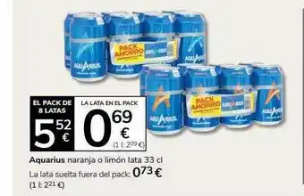 Supermercados Charter Aquarius naranja o limón oferta