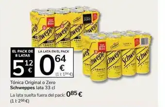 Supermercados Charter Tónica original o zero schweppes oferta