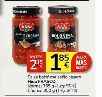 Supermercados Charter Salsa boloñesa estilo casero hida frasco oferta