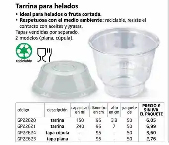 Tarrina para helados