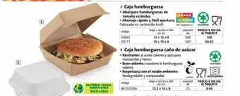 A- caja hamburguesa b- caja hamburguesa caña de azúcar