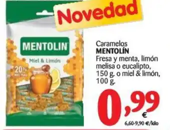 Alimerka Mentolin Caramelos Fresa y menta, limón melisa o eucalipto 150g oferta