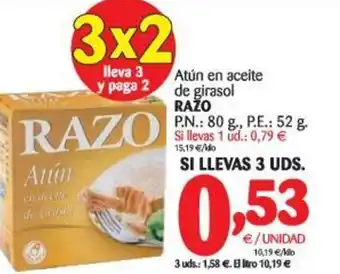 Alimerka Razo Atún en aceite de girasol 80g oferta