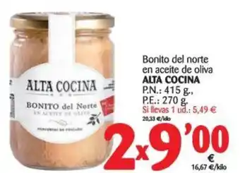 Alimerka Alta Cocina Bonito del norte en aceite de oliva 415g oferta