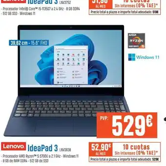 Beep Portátil lenovo idealpad 3 oferta