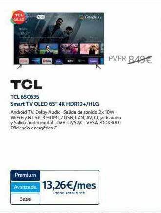 Movistar Tcl 65c635 smart tv qled 65 oferta