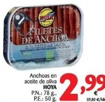 Alimerka Hoya Anchoas en aceite de oliva 78g oferta