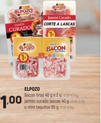 Coviran Elpozo Bacon tiras ,jamón curado lascas o mini taquitos oferta