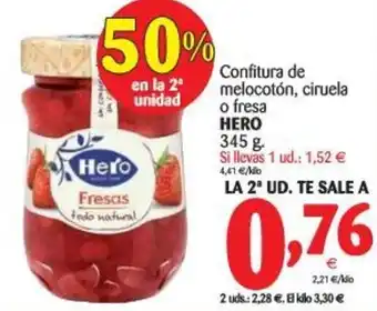Alimerka Hero Confitura de melocotón, ciruela o fresa 345g oferta