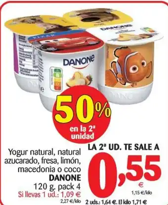 Alimerka Danone Yogur natural, natural azucarado,fresa, limón,macedonia o coco 120g oferta