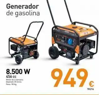 Mi Bricolaje Generador de gasolina 8.500 w 456 cc motor de tempes deposito 25 litres peso: 98 kg 949€ tk216 oferta
