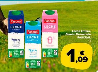 Carrefour Market Leche entera semi o desnatada pascual oferta