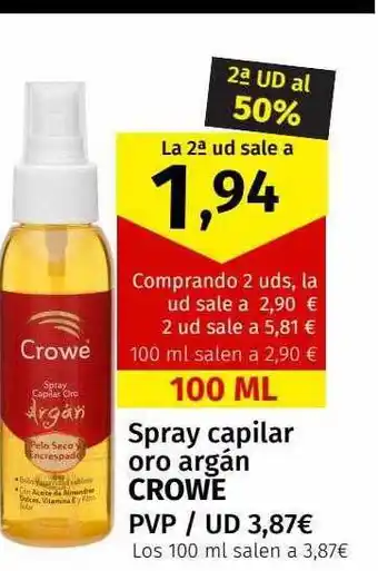 Maskom Supermercados Spray capilar oro argán crowe oferta