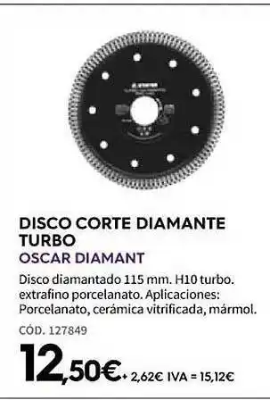 Disco corte diamante turbo oscar diamant