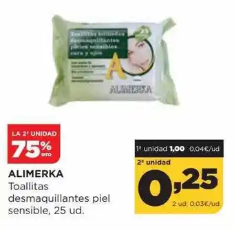 Alimerka La 2a unidad 75% dto alimerka toallitas desmaquillantes piel sensible oferta
