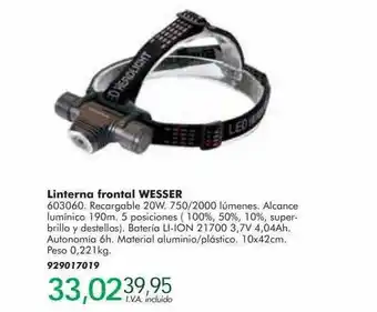 Coinfer Linterna frontal wesser oferta