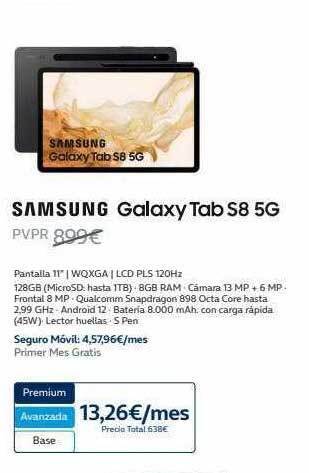 Movistar Samsung galaxy tab s8 5g oferta