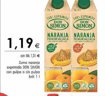 Cash Ifa Zumo naranja exprimida don simon con pulpa o sin pulpa brik oferta