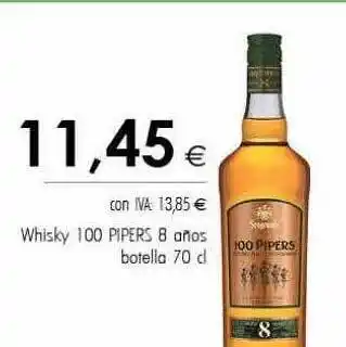 Cash Ifa Whisky 100 pipers 8 años botella 70 cl oferta