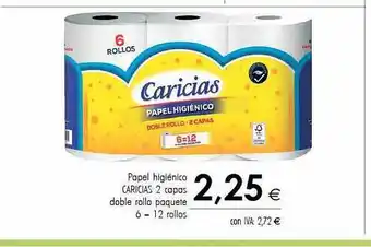 Cash Ifa Papel higiénico caricias 2 capas doble rollo paquete 6 - 12 rollos oferta