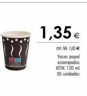 Cash Ifa Vasos papel estampados betik 50 oferta