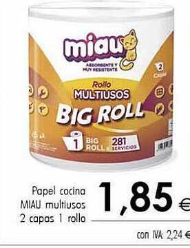 Cash Ifa Papel cocina miau multiusos 2 capas 1 rollo oferta
