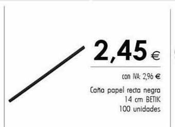 Cash Ifa Caña papel recta negra 14 cm betik 100 oferta
