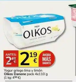 Supermercados Charter Yogur griego lima y limón oikos danone oferta