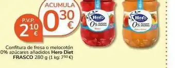 Supermercados Charter Confitura de fresa o melocotón 0% azúcares añadidos hero diet fresco oferta
