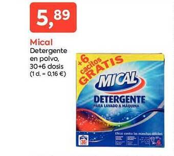 Suma Supermercados Mical detergente en polvo 30+6 dosis oferta