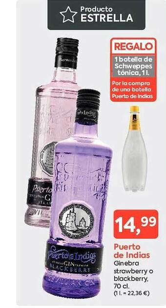 Suma Supermercados Puerto de indias ginebra strawberry o blackberry oferta