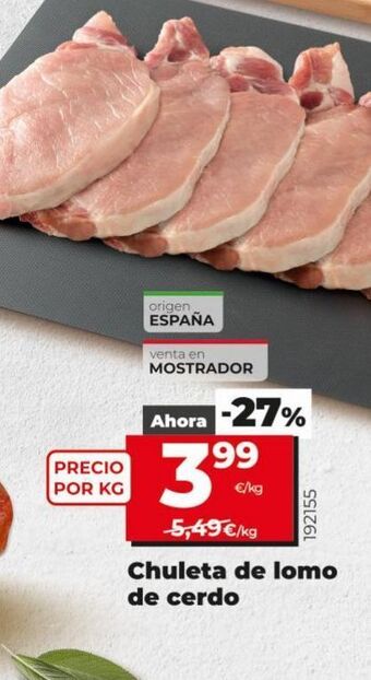 La Plaza de DIA Chuletas de lomo de cerdo oferta