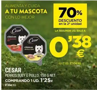 BM Supermercados Cesar perros buey y pollo oferta