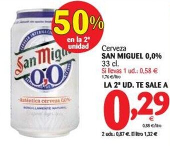 Alimerka San Miguel 0,0% Cerveza 33cl oferta