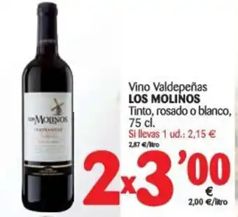 Alimerka Los Molinos Vino Valdepeñas Tinto, rosado o blanco 75cl oferta