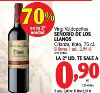 Alimerka Señorio De Los Llanos Vino Valdepeñas Crianza, Tinto 75cl oferta