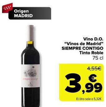 Carrefour Vino d.o. ''vinos de madrid'' siempre contigo tinto roble oferta