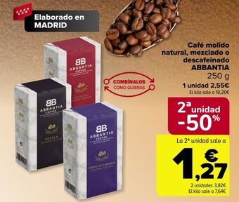 Carrefour Café molido natural, mezclado o descafeinado abbantia oferta