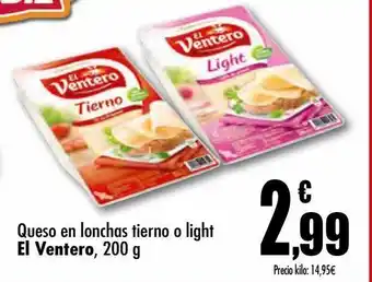 Unide Supermercados Queso en lonchas tierno o light el ventero oferta