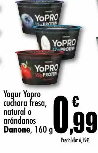 Unide Supermercados Yogur yopro cuchara fresa, natural o arándanos danone oferta
