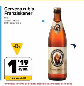 AhorraMas Cerveza rubia franziskaner oferta