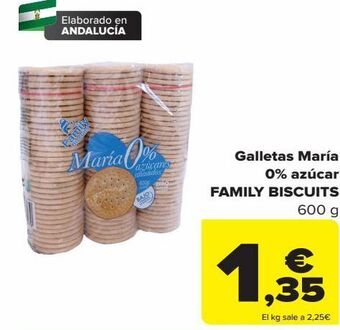 Carrefour Galletas maría 0% azúcar family biscuits oferta