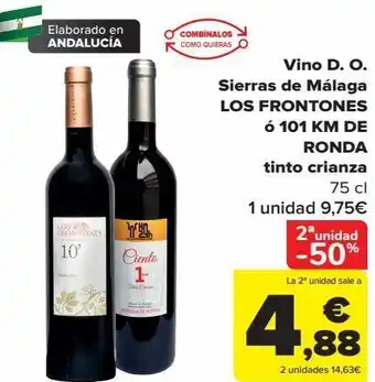 Carrefour Vino d.o. sierra de málaga los frontones o 101 km de ronda tinto crianza oferta