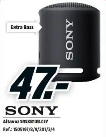 MediaMarkt Sony Altavoz SRSXB13B.CE7 oferta
